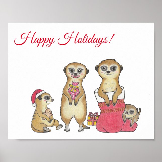 Meerkat Custom Christmas Animal Nursersery Poster (Frente)