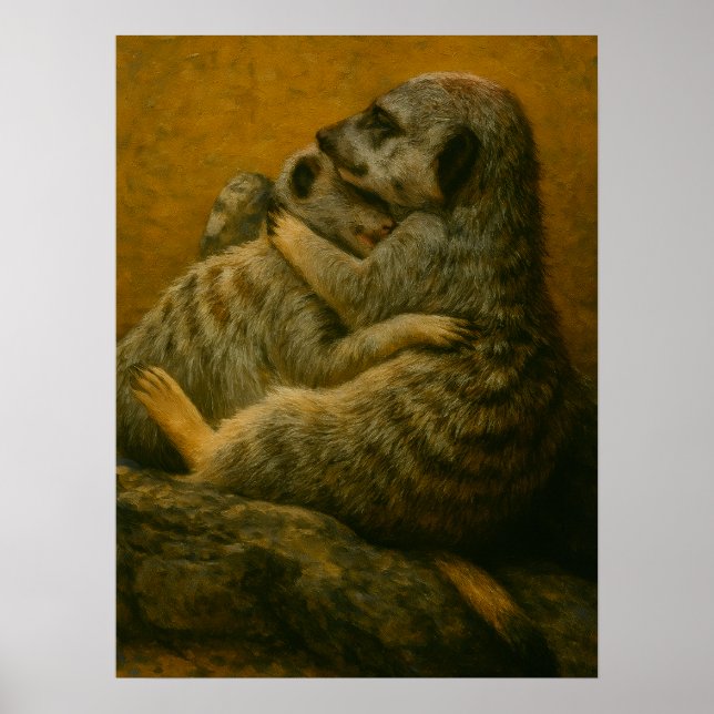 Meerkat Embrace - Heart Wildlife Art Impressão (Frente)