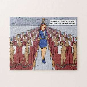 Meerkats em um quebra-cabeça de serra de vaivém