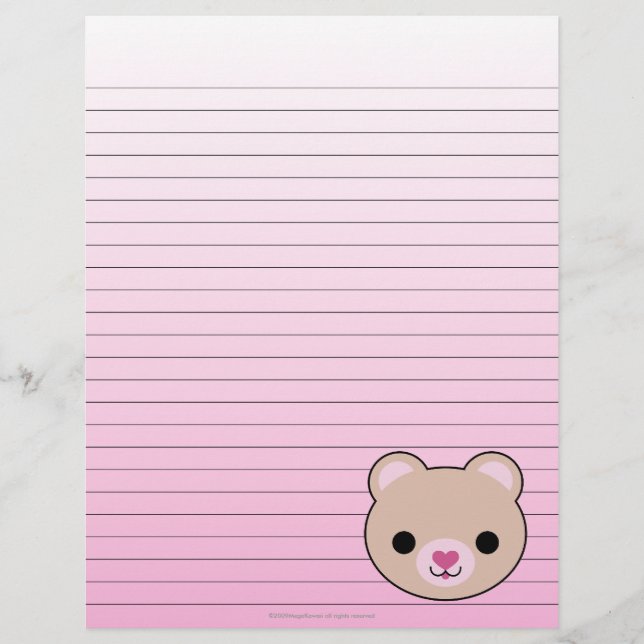 Mega Kawaii Bear Lined Stationery (Frente)