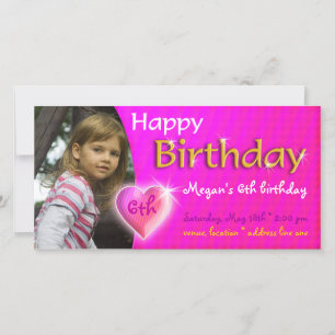 Megan Birthday Photo Invitation Coração Adorável