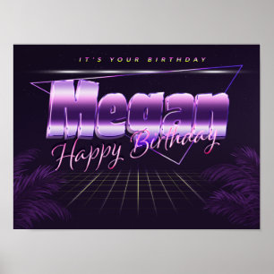 Megan Nome Primeiro nome lilás Poster de aniversár