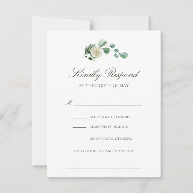 Megan Simple Elegant Song Request Wedding RSVP (Frente)