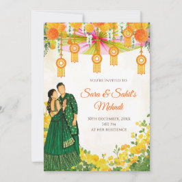 Mehndi Convida a festa de Henna e o convite à noit