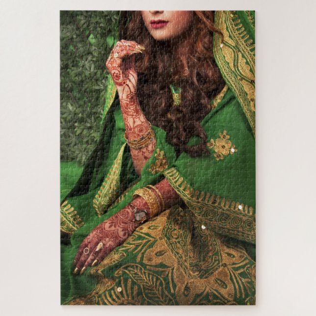 Mehndi Henna, Quebra-cabeça 1014 pc da Noiva India (Vertical)