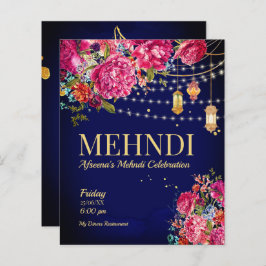 Mehndi Starry noite lanternas árabes florais Invit