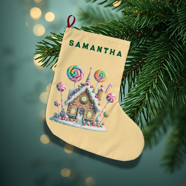 Meia De Natal Grande  A Candyland Christmas Personalized Stocking (Criador carregado)