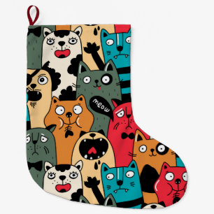 Meia De Natal Grande A multidão de gatos