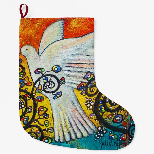 Meia De Natal Grande A paz voou na meia (Frente)