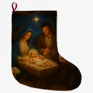 Meia De Natal Grande A sagrada família do nascimento com 3 reis magos