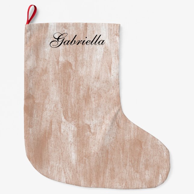 Meia De Natal Grande Abstrato de Pêssego Personalizado (Frente)