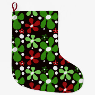 Meia De Natal Grande Abstrato funky flores de Natal