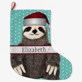 Meia De Natal Grande Adorável Sloth Teto Name
