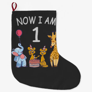 Meia De Natal Grande Agora eu tenho 1 ano de idade 1º Aniversário no Zo