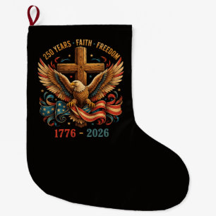 Meia De Natal Grande Águia Patriótica de 250 Anos de Fé e Liberdade