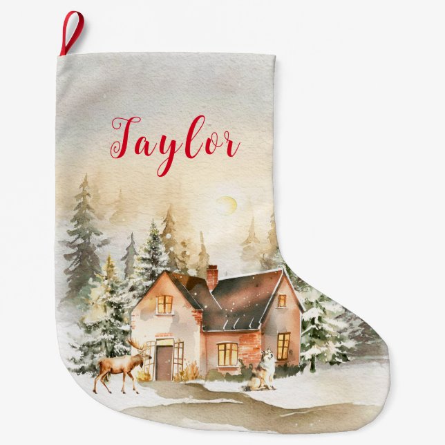 Meia De Natal Grande Algodão de Natal de inverno (Frente)