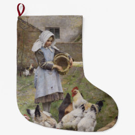 Meia De Natal Grande Alimentando os frangos (por Walter Frederick Osbor