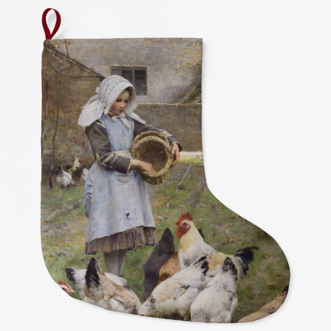 Meia De Natal Grande Alimentando os frangos (por Walter Frederick Osbor (Frente)