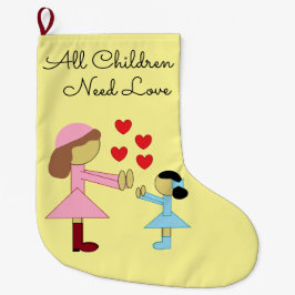Meia De Natal Grande All Children Need Love:  Light Yellow