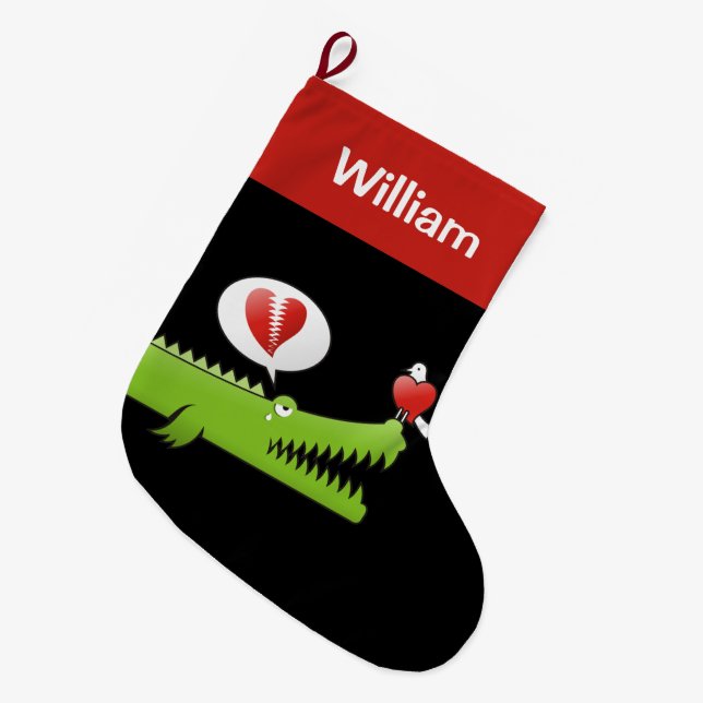 Meia De Natal Grande Alligator no Amor (Frente (Pendurada))