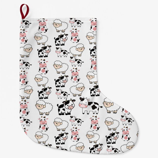 Meia De Natal Grande animais bonitos (Frente)