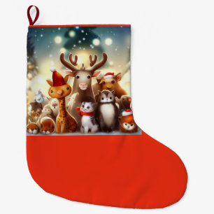 Meia De Natal Grande Animais de Natal 7