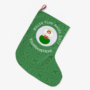 Meia De Natal Grande Anjo Galês Bandeira de Natal Personalizada 