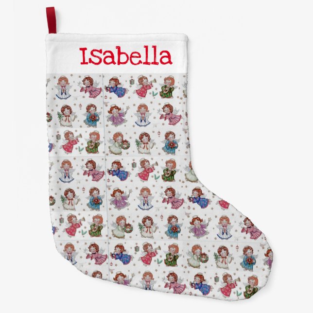 Meia De Natal Grande Anjos de Natal (Frente)