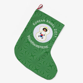 Meia De Natal Grande Ano do Anjo da Bandeira Sul-Coreana com Seu Nome G