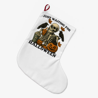 Meia De Natal Grande Apenas Esperando pelo Esqueleto de Café de Hallowe