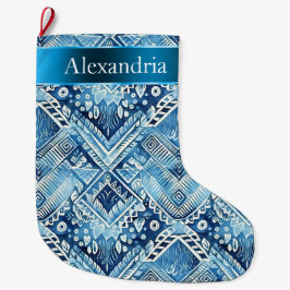 Meia De Natal Grande Aqua Blue Batik