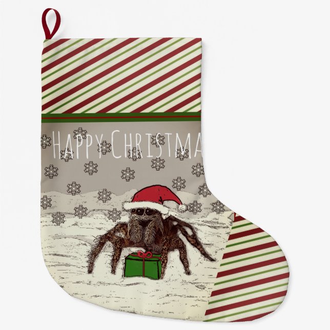Meia De Natal Grande Aranha feliz meia personalizada do Natal (Frente)