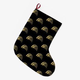 Meia De Natal Grande Arco-íris dourado e preto
