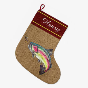 Meia De Natal Grande Arco-Íris Pescando