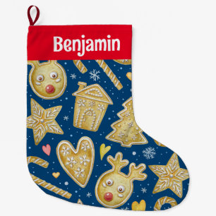 Meia De Natal Grande Armazenamento personalizado de cookies de Natal