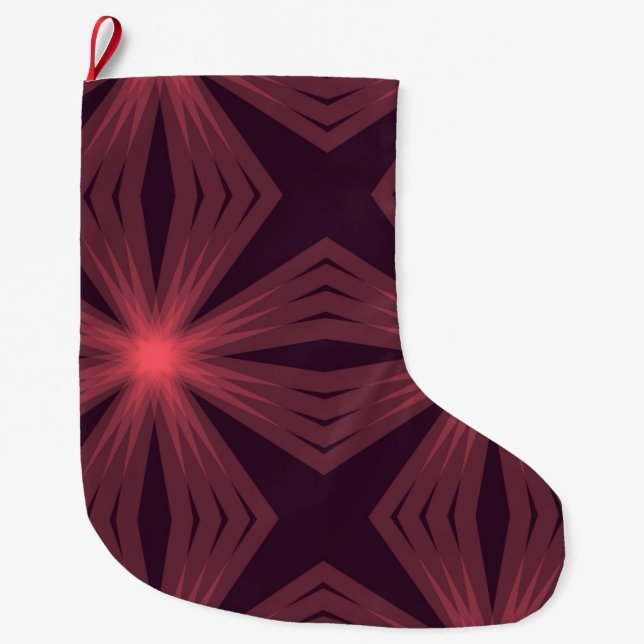 Meia De Natal Grande Arte de flores geométrica do estilo retrô clássico (Frente)
