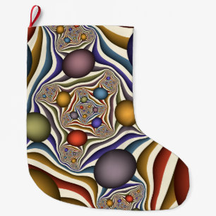 Meia De Natal Grande Arte Fractal Abstrata Colorida Moderna Voadora