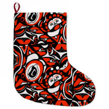 Arte Nativo Abstrato Vermelho Preto Branco Rosto H