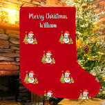 Meia De Natal Grande Árvore Bonita de Neve de Feliz Natal Personalizada<br><div class="desc">Personalize o texto e crie facilmente o estoque personalizado de Natal. Você pode TRANSFERIR este DESIGN em outros produtos do Zazzle e ajustá-lo ao ajustado da maioria dos itens do Zazzle. Os designs Standard Studio são feitos em gráficos de alta resolução para um impressão profissional. Obrigado por escolher nossos designs...</div>