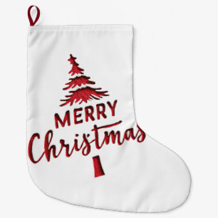 Meia De Natal Grande Árvore de "Feliz Natal" com texto em branco deboss