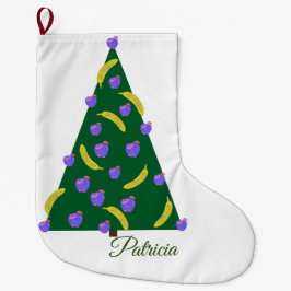 Meia De Natal Grande Árvore de Natal de pop Art com Maçãs e Bananas