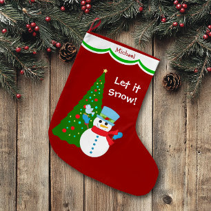 Meia De Natal Grande Árvore de Natal Homem de Neve Personalizada