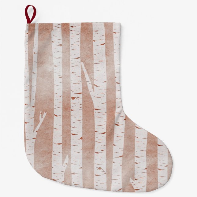 Meia De Natal Grande Árvores de Aves Ilustradas (Frente)