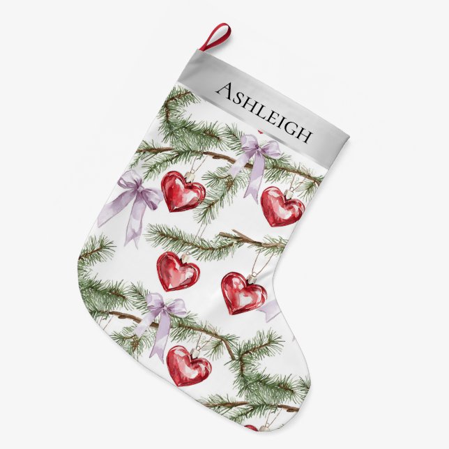 Meia De Natal Grande Árvores de Natal prateadas Ramificações de Arcos r (Frente (Pendurada))