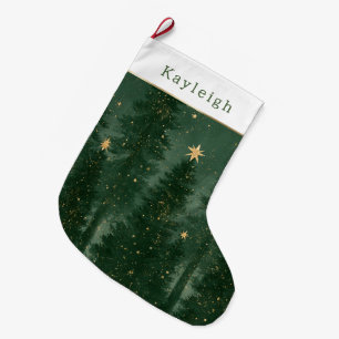 Meia De Natal Grande Árvores de Natal Verde Pinheiro Estrelas Douradas