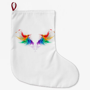 Meia De Natal Grande Asas Fluffy Rainbow