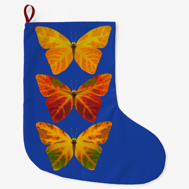 Meia De Natal Grande Aspen Borboletas Folha (Frente)