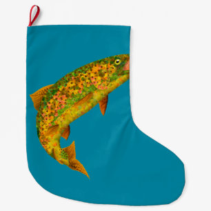 Meia De Natal Grande Aspen Leaf Rainbow Trout 2