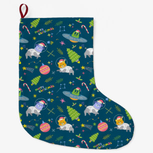 Meia De Natal Grande Astronautas Animais