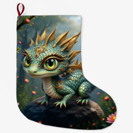 Meia De Natal Grande Auren – Pequeno Dragão da Floresta Esmeralda